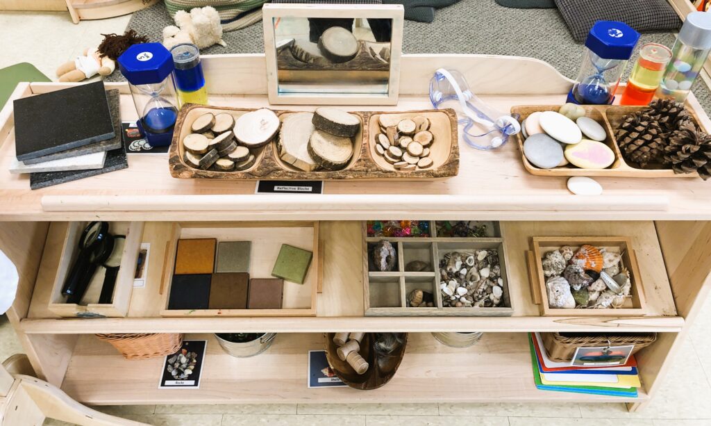 Reggio inspired science shelf