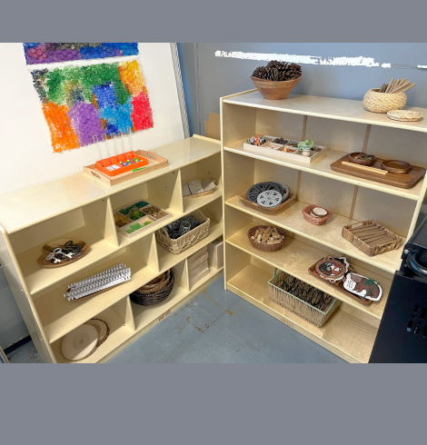 shelves with loose parts